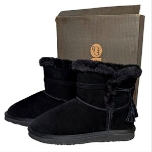 Lamo Water & Stain Resistant Suede Tassel Ankle Boots Thalia Women's Black 9M